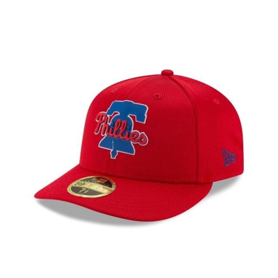 Red Philadelphia Phillies Hat - New Era MLB Clubhouse Collection Low Profile 59FIFTY Fitted Caps USA2493571